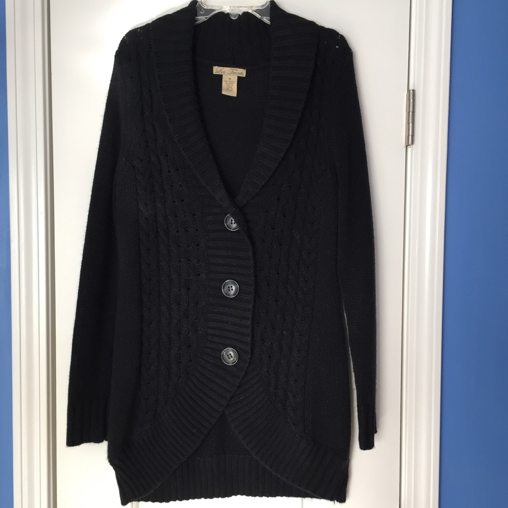 Cable Knit Black Cardigan